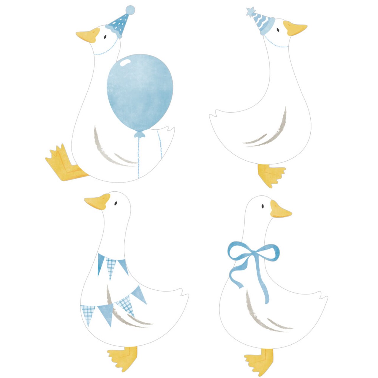 Big Dot of Happiness One Silly Goose Blue Party Paper Cutouts, Double-Sided Goose-Shaped Decorations, DIY Boy 1st Birthday Essentials - Set of 20